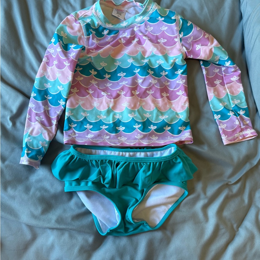 Ruffle Butts Pastel Wave Rashguard Set